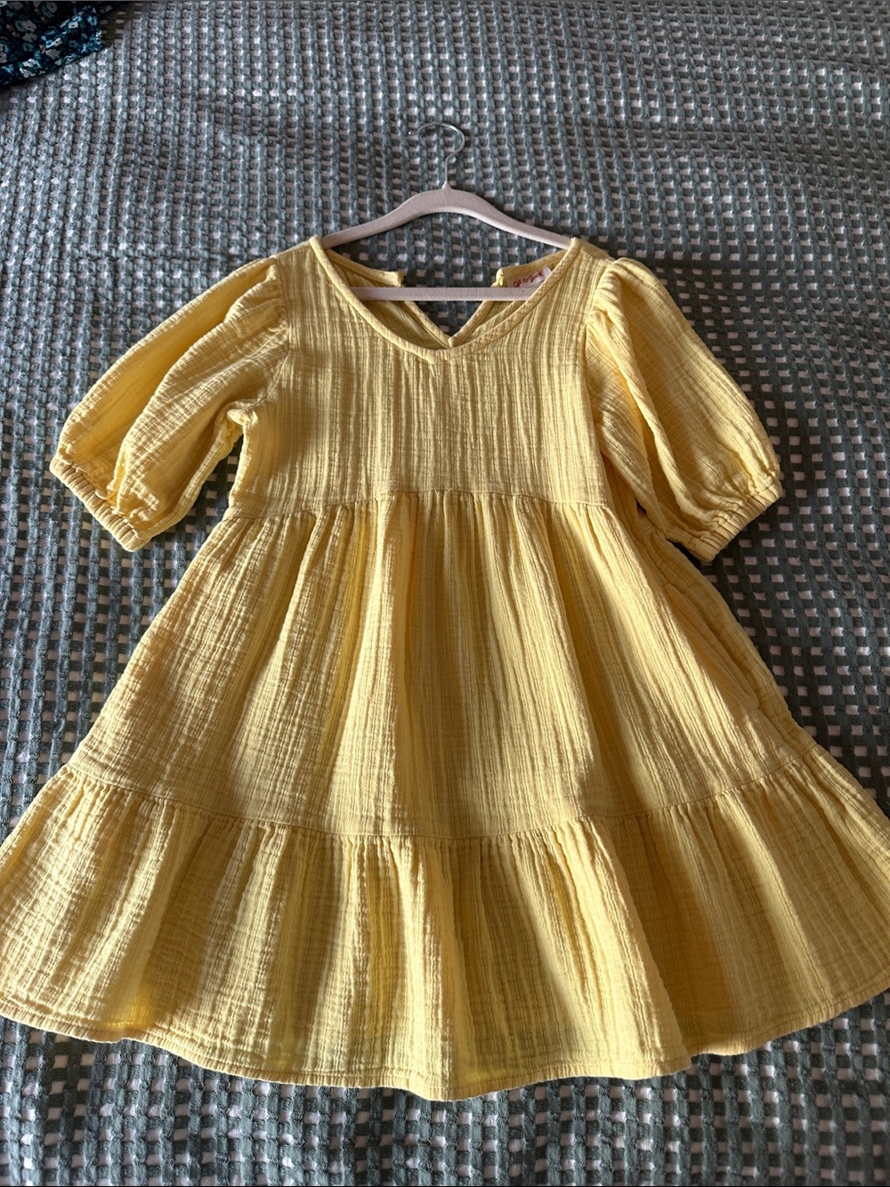 Cat & Jack Yellow Textured Tiered Dress